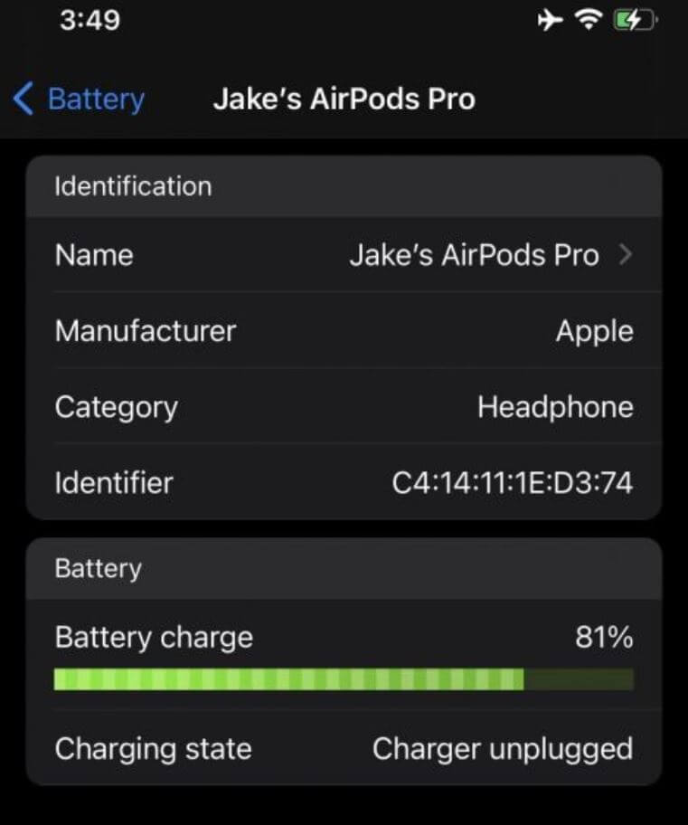 Приложение для проверки батареи Айфон. Проверить заряд AirPods вы можете с помощью специальных приложений на iPhone. Фото.