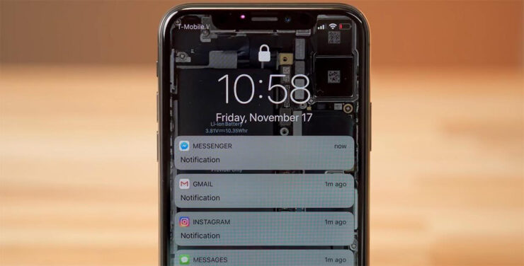 Показ миниатюр на iPhone. Вот так будут выглядеть уведомления с выключенным показом миниатюр. Фото.