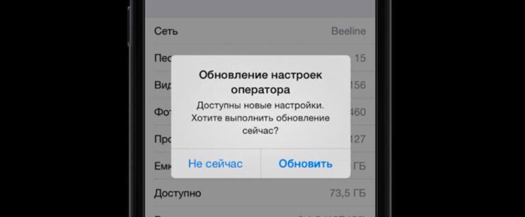 Как обновить настройки оператора на Айфоне. Так выглядит обновление настроек сотовой связи на iPhone. Фото.