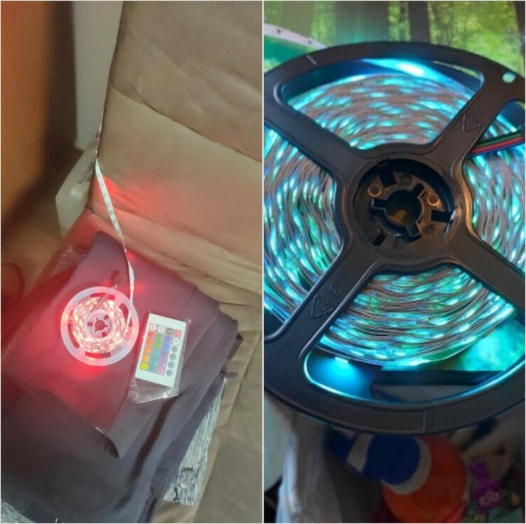 Светодиодная лента с пультом. Светодиодная лента хороша тем, что почти незаметна и её можно разместить где угодно. Фото.