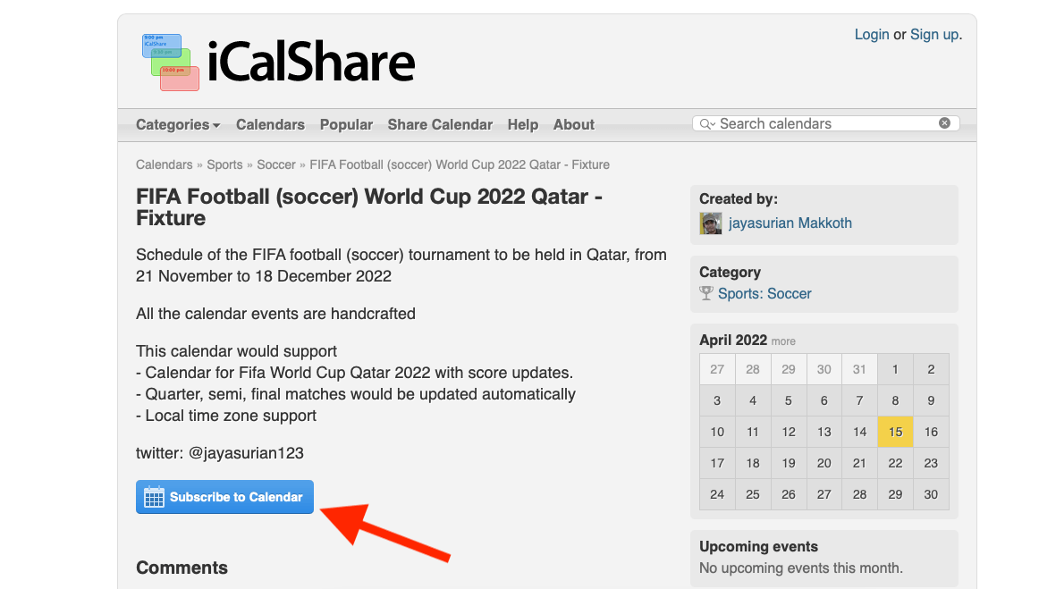 Добавить календарь с расписанием ЧМ-2022 можно и на Mac. Фото.