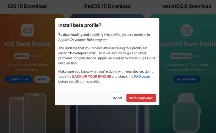 Как установить iOS 15.5 beta 2. Установить бета-профиль разработчика может кто угодно. Как установить iOS 15.5 beta 2. Установить бета-профиль разработчика может кто угодно. Фото.