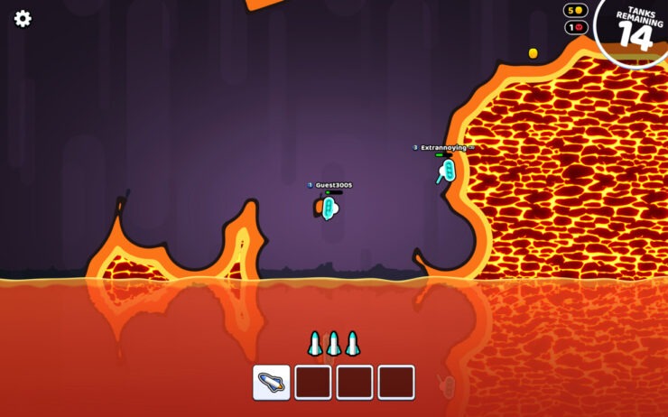 Rocket Bot Royale — аналог танчиков на macOS. Rocket Bot Royale — приятная аркада с крутой графикой. Фото.