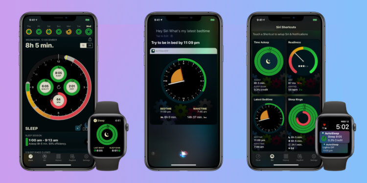 AutoSleep — трекер сна для Apple Watch. AutoSleep предельно напоминает родное приложение на Айфоне. Похожий интерфейс со статистикой, кольца как на Apple Watch. AutoSleep — трекер сна для Apple Watch. AutoSleep предельно напоминает родное приложение на Айфоне. Похожий интерфейс со статистикой, кольца как на Apple Watch. Фото.
