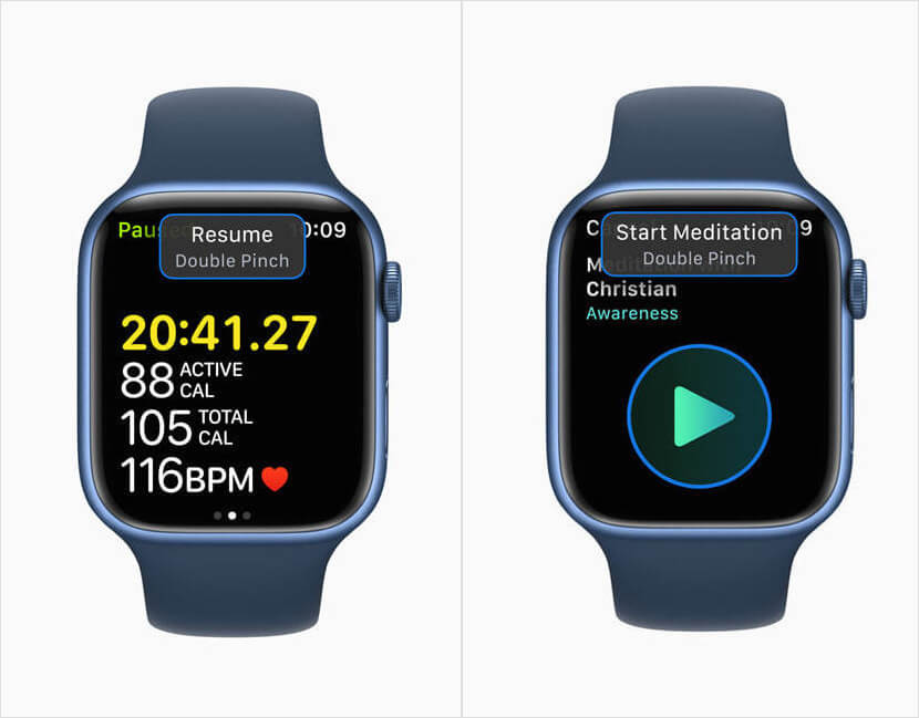 Управление Apple Watch с iPhone. Двойной щипок упростит управление Apple Watch. Фото.