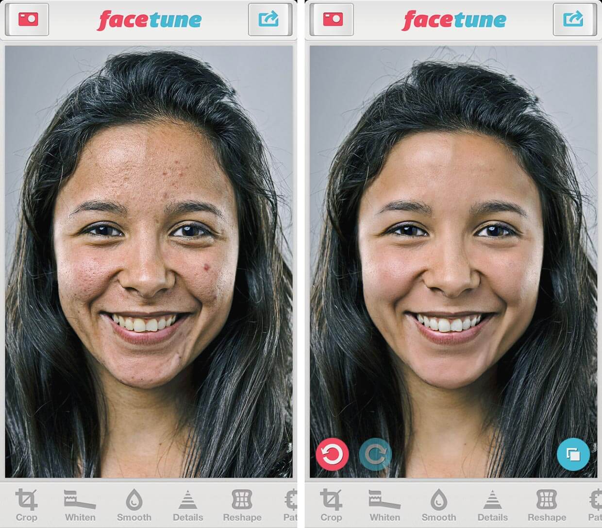 Facetune 2 — одно из самых популярных приложений для ретуши. Фото.