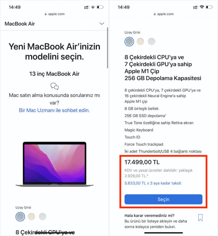 MacBook Air в Турции стоит плюс-минус вдвое дешевле, чем в РФ. Фото.