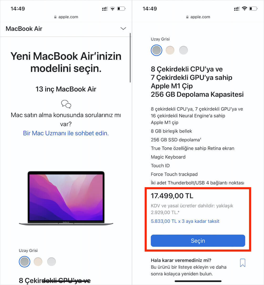 MacBook Air в Турции стоит плюс-минус вдвое дешевле, чем в РФ. Фото.
