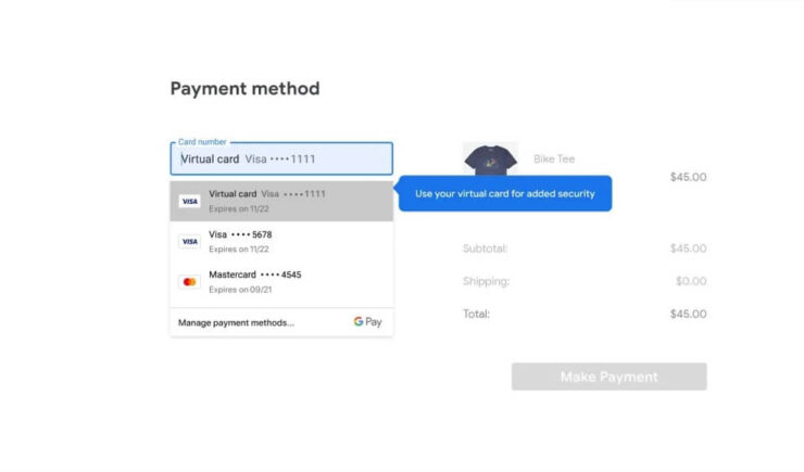 Обновление Google Chrome. Создание виртуальных карт может защитить вашу реальную карту от кражи денег. Фото.