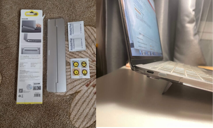 Легкая подставка, которая всегда будет с вами и позволит работать на ноутбуке с комфортом. Фото.