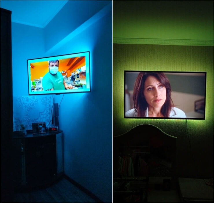 Умная светодиодная лента с Wi-Fi. Эта светодиодная лента может сымитировать Ambilight. Фото.