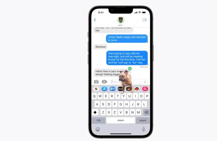 Теперь в сообщениях можно даже отменить отправку сообщения, а также перетаскивать вырезанные части картинок так же, как эту собачку. Фото.
