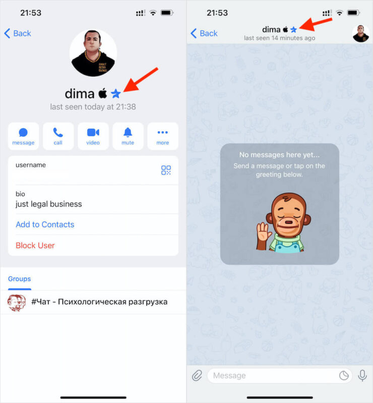 Платная подписка на Телеграм — нужна ли. Рядом с вашей аватаркой появится значок премиум-пользователя. Фото.