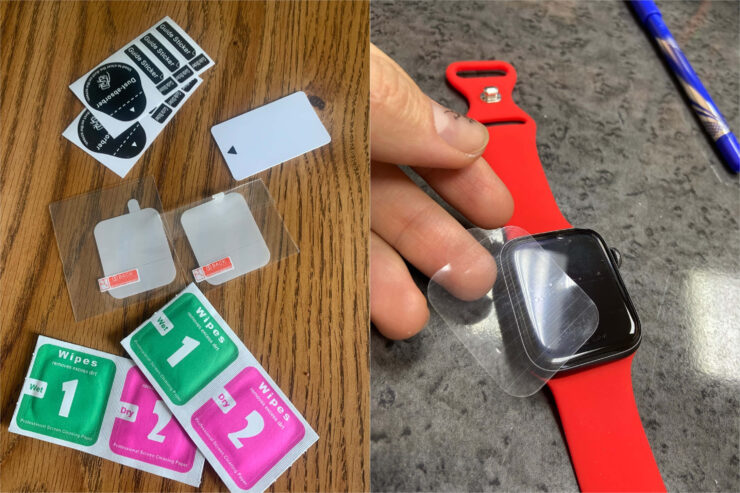 Если не почистить экран перед подклейкой, плёнка будет примыкать неплотно. Фото.