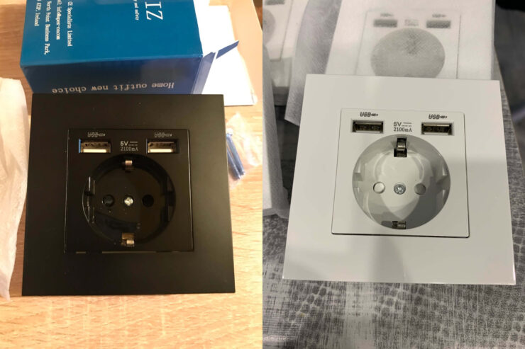 Розетка с USB Type-C. Розетки бывают разных цветов и с разным набором USB-портов. Розетка с USB Type-C. Розетки бывают разных цветов и с разным набором USB-портов. Фото.