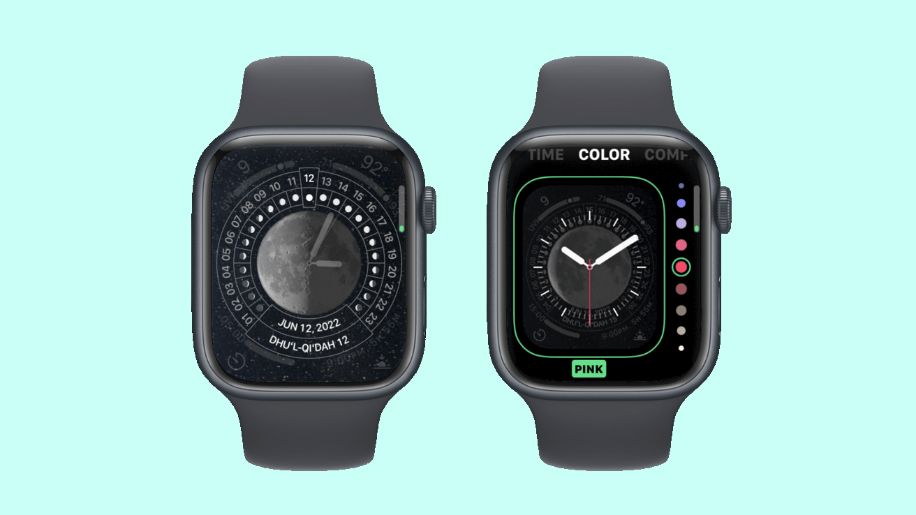 Циферблат Lunar показывает фазы луны прямо на экране часов. Фото.