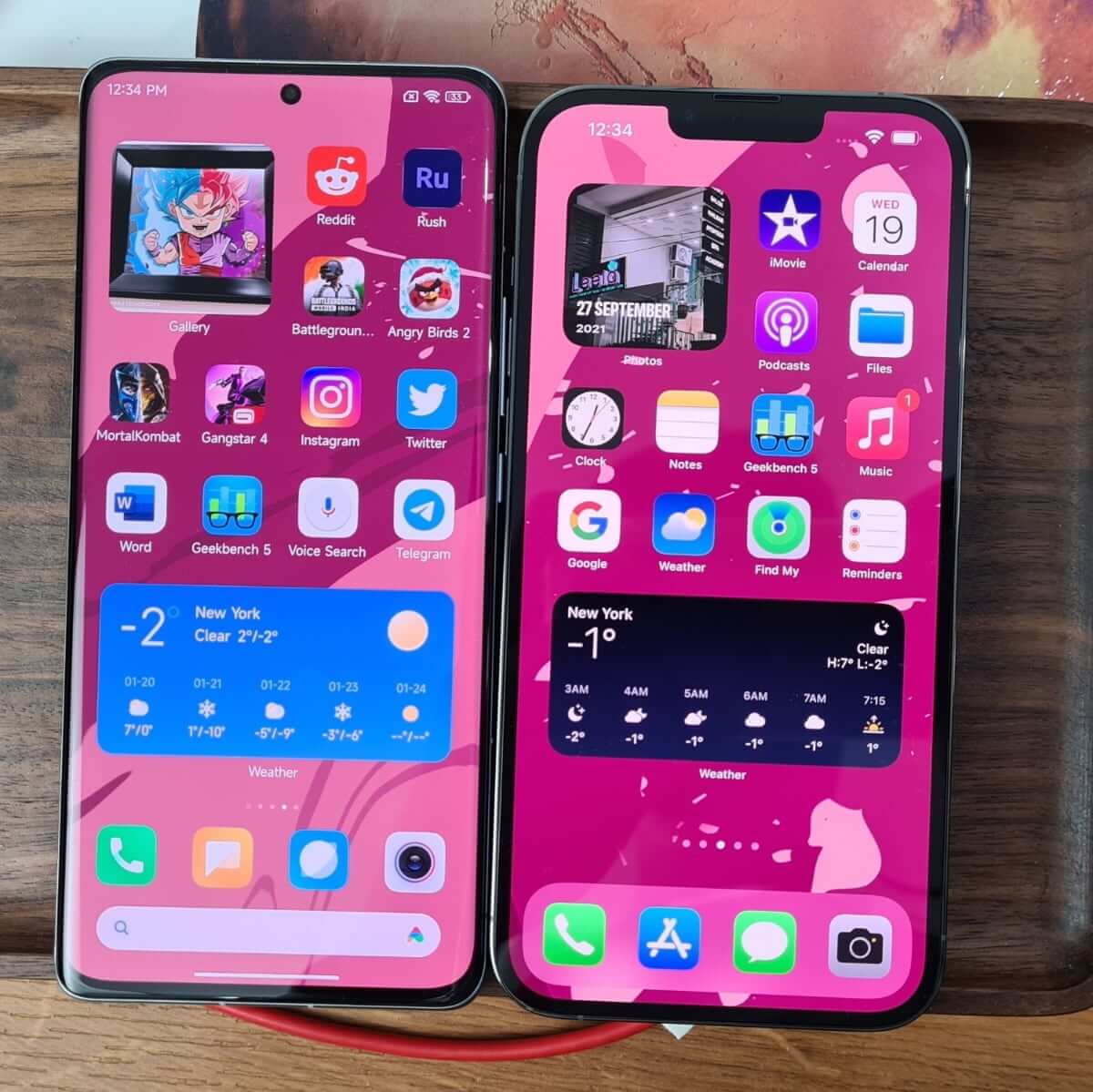 Даже виджеты в MIUI и iOS практически одинаковые. Фото.