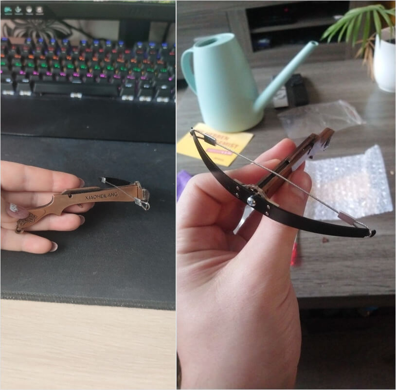 Мини-арбалет — абсолютно бесполезная штука, но прикольная. Фото.