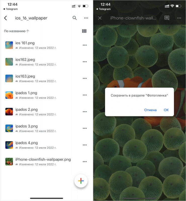 Скачать обои из iOS 16. Загруженные картинки появляются в фотоплёнке. Фото.