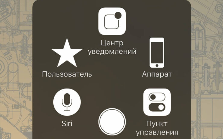 Именно так выглядит кнопка AssistiveTouch в развернутом виде. Фото.
