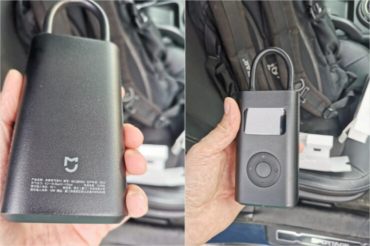 Электрический насос Xiaomi. На экране насос показывает давление в атмосферах. Электрический насос Xiaomi. На экране насос показывает давление в атмосферах. Фото.