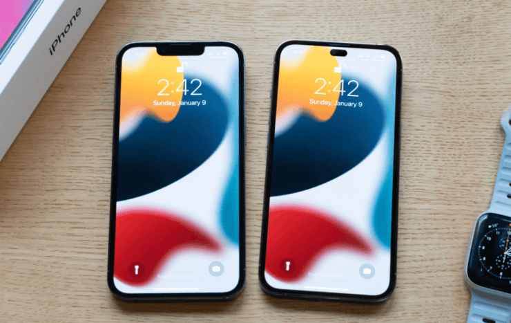 У iPhone 14 Pro Max, скорее всего, рамки вокруг экрана будут меньше, чем у iPhone 14 Max. Фото.