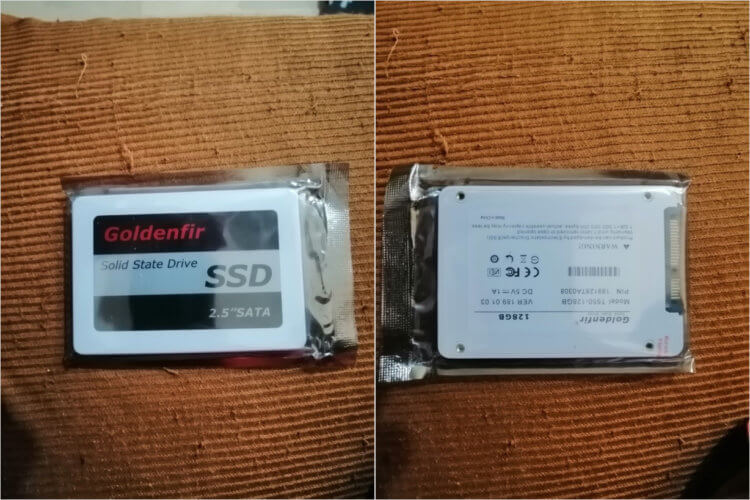 SSD SATA недорогой. Goldenfir предлагает накопители меньших ёмкостей. Фото.