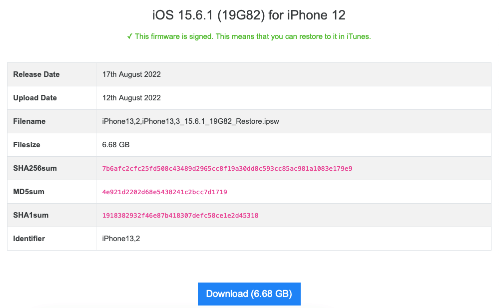 Сначала нужно скачать установочный файл iOS 15.6.1. Фото.
