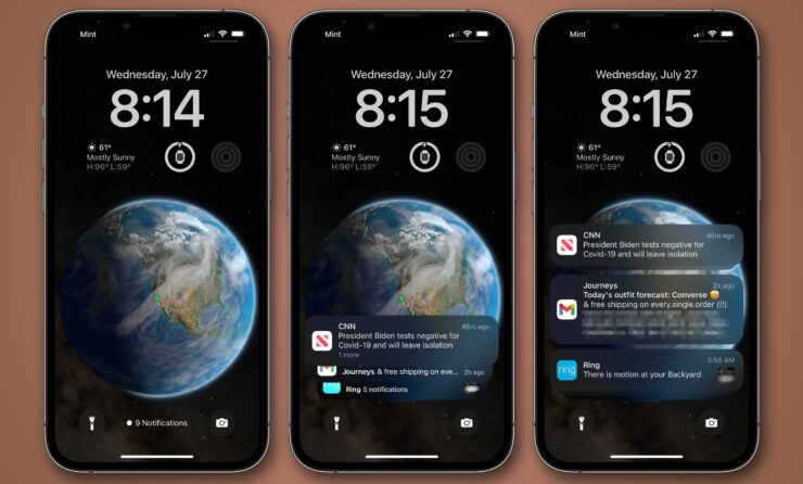 Настройка экрана блокировки iPhone. Экран блокировки в iOS 16 можно настроить по своему желанию. Фото.