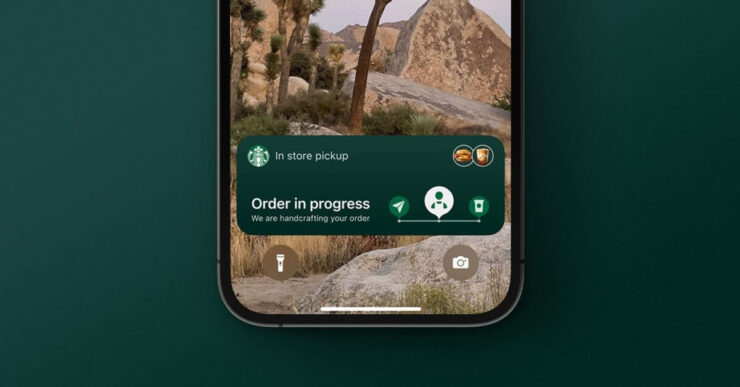 Виджеты на экране блокировки iOS. Благодаря Live Activities можно наблюдать за статусом приготовления кофе прямо с локскрина. Фото.