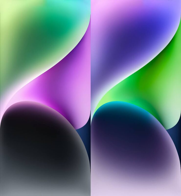Обои Айфон 14 — как выглядят. А это варианты для полночного (слева) и фиолетового (справа) iPhone 14. Фото.