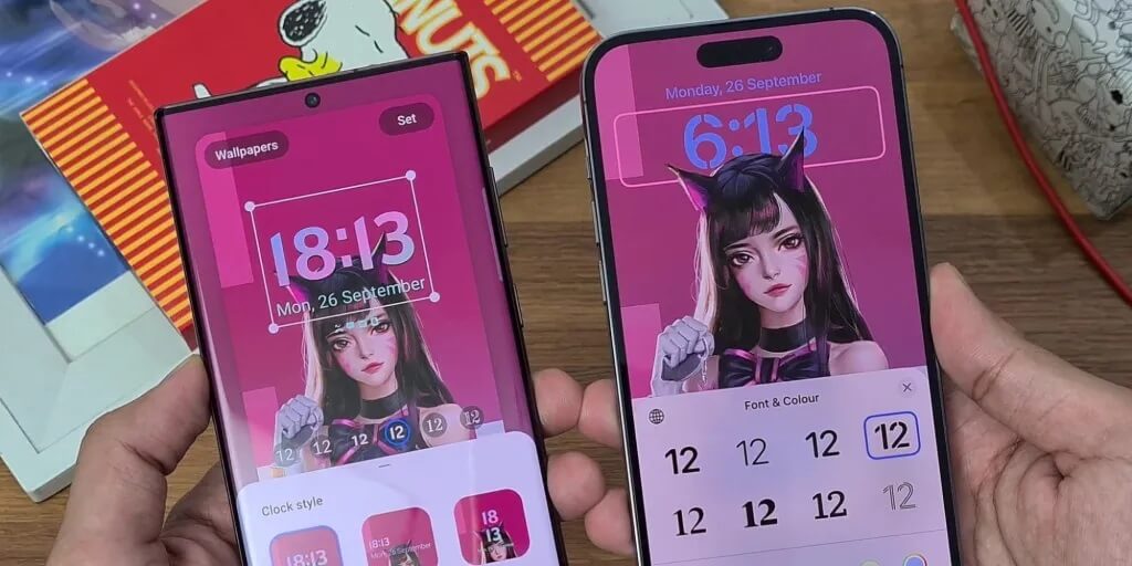 Samsung скопировала экран блокировки iOS 16 в OneUI 5. Если установить одинаковые обои, то смартфоны будут выглядеть очень похоже друг на друга. Samsung скопировала экран блокировки iOS 16 в OneUI 5. Если установить одинаковые обои, то смартфоны будут выглядеть очень похоже друг на друга. Фото.