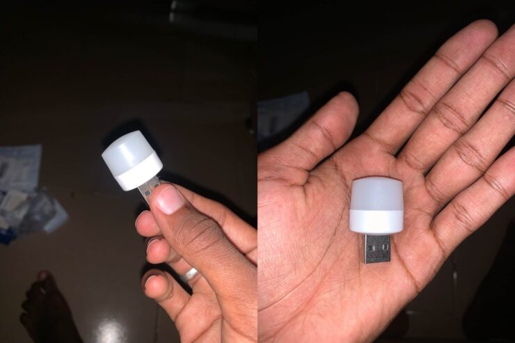 USB-лампа для ноутбука. Лампочка реально миниатюрная и не займет много места в USB-порте. Фото.