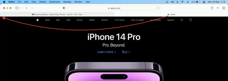 Главное — дождитесь, когда вкладка примет вид небольшого квадрата. Иначе вы просто поменяете их местами. Фото.