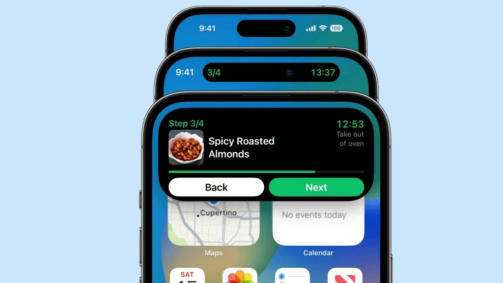 Готовка с помощью Live Activities позволит не пропускать важные шаги в рецептах. Фото.