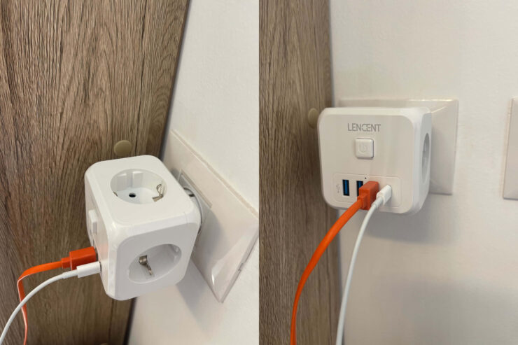 Тройник с USB-портами. Это самый компактный сетевой фильтр. Тройник с USB-портами. Это самый компактный сетевой фильтр. Фото.