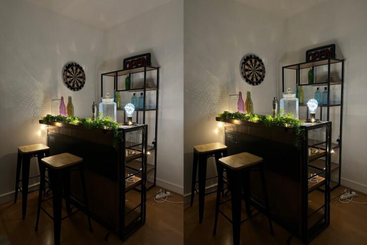 При слабом освещении вы вряд ли заметите разницу на фотографиях, сделанных на iPhone 14 Pro (слева) и 13 Pro Max (справа). Фото.