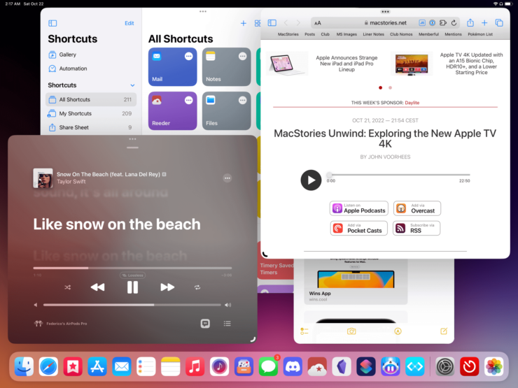 Stage Manager — iPad. Разве такая расстановка приложений удобная? Мне кажется, что нет. Фото.