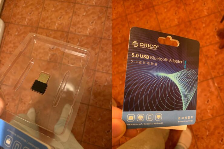 USB-Bluetooth адаптер. Благодаря своим размерам адаптер не займет много места. Фото.