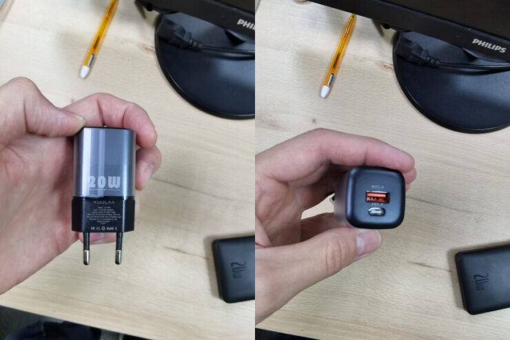 Зарядка для Айфона. Не самый мощный, но при этом и не медленный блок питания. Фото.