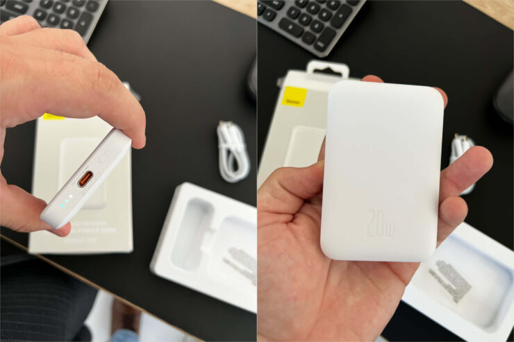Этот повербанк просто крепится к задней крышке Айфона за счёт магнитов. Фото.