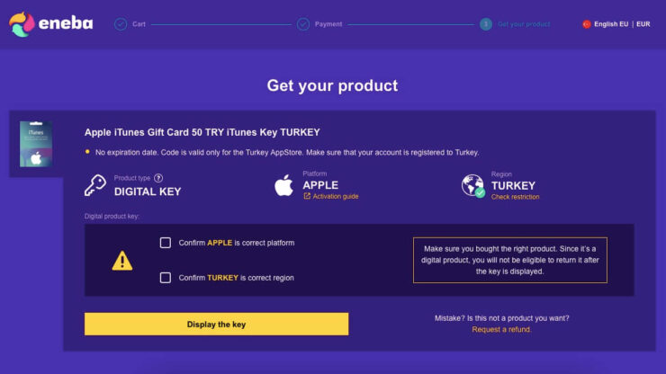Поставьте 2 галочки и нажмите на кнопку Display the key. Фото.