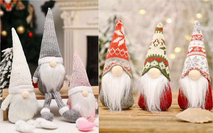 Мягкие игрушки гномы. Эти гномы украсят место под ёлкой. Фото.