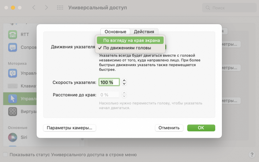 Можно немного замедлить скорость указателя, чтобы было комфортнее им управлять. Фото.