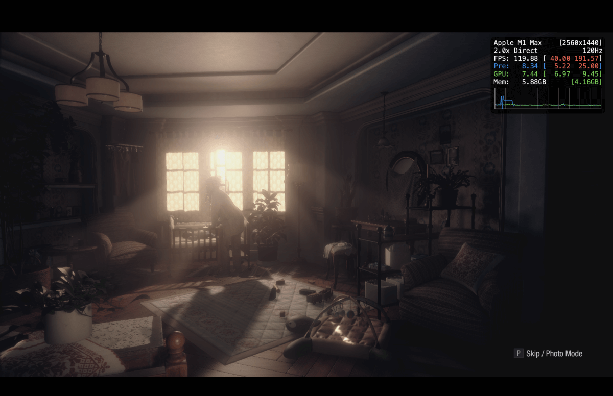 Благодаря Metal Performance HUD можно увидеть уровень FPS. Фото.