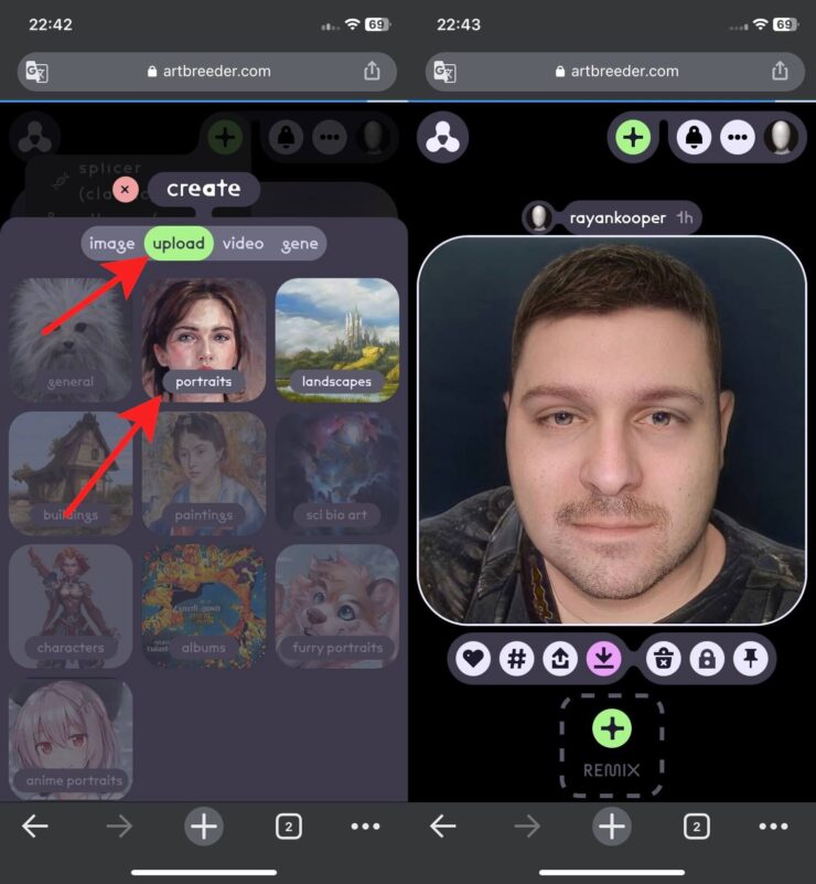 Artbreeder — нейросеть. Результат получается совсем странный. Фото.