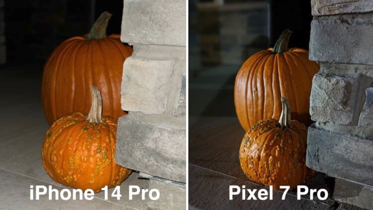 Сравнение Pixel 7 Pro и iPhone 14 Pro. Тыквы на Пиксель получились шикарные. Фото
