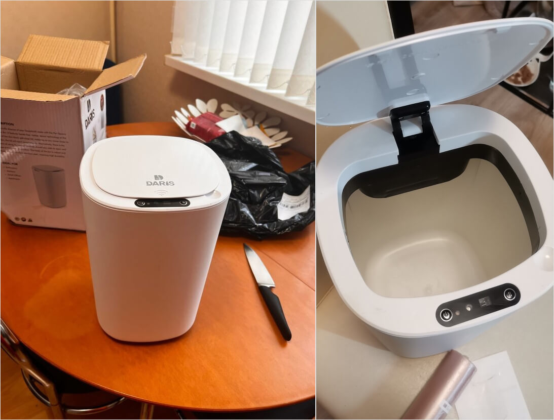 Умная мусорка — это не только удобно, но и гигиенично. Фото.