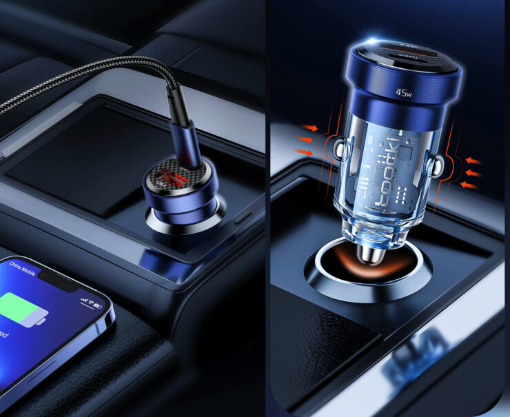 Быстрая зарядка в прикуриватель. Заряжать смартфон быстро можно даже в машине. Фото.