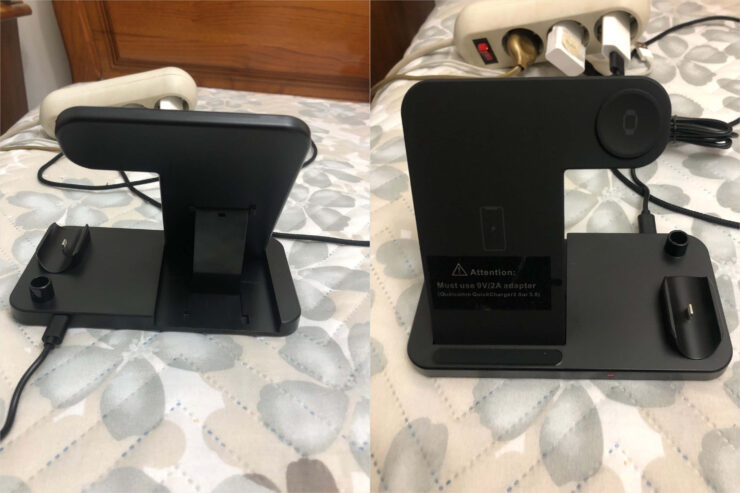 Зарядка 4 в 1 для iPhone. На этой подставке можно заряжать сразу 4 устройства. Фото.